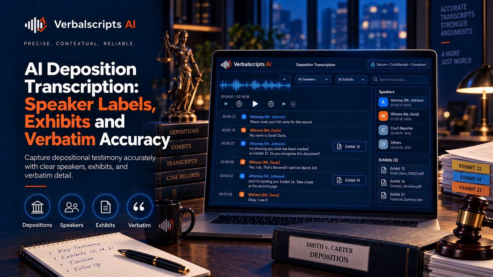 AI Legal Transcription: A Complete Guide for Law Firms and Legal Teams - Verbalscripts AI workflow illustration